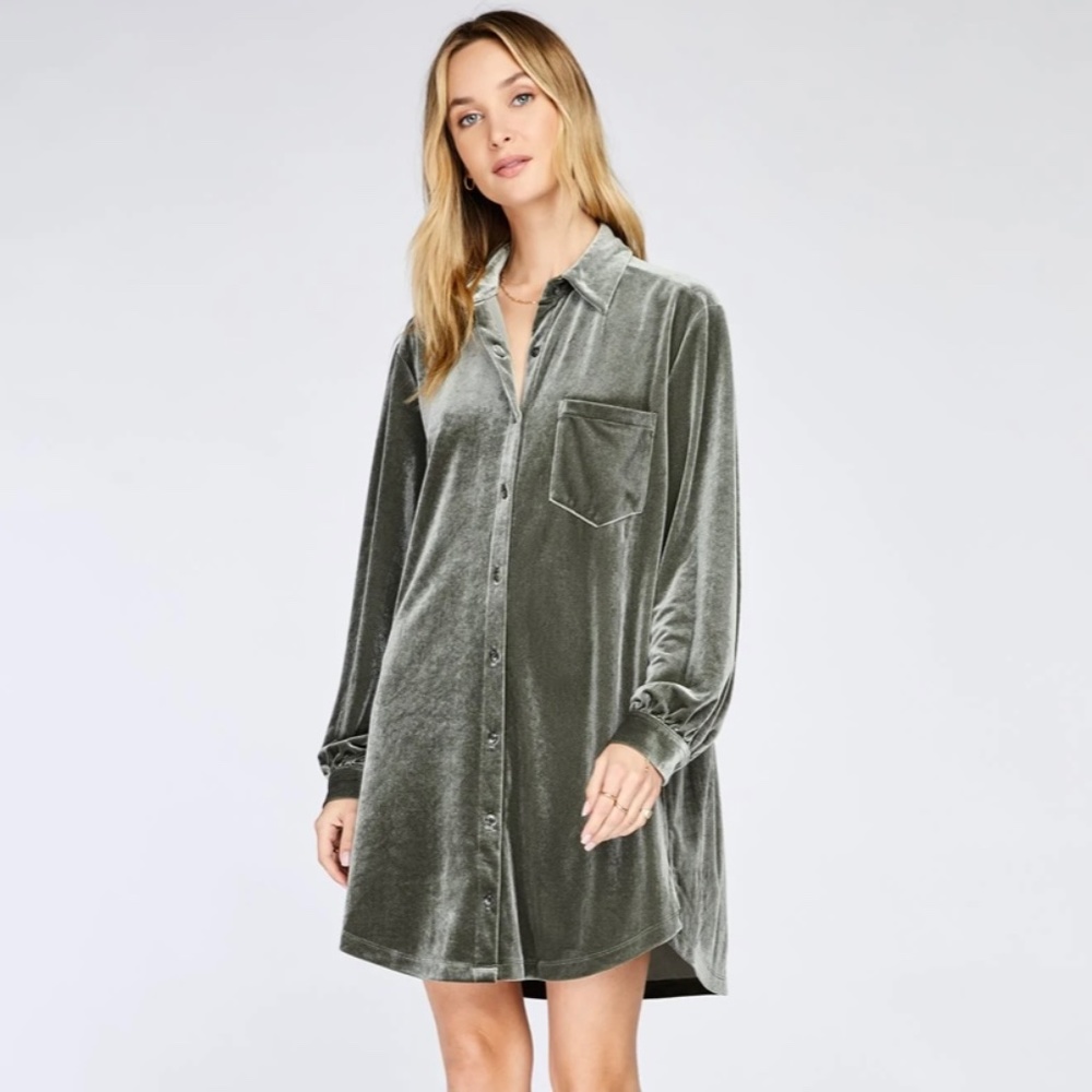 Gentle Fawn Velvet Shirt Dress